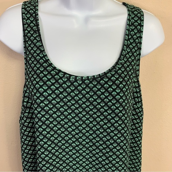 XS Pleione Black Teal Geometric Print Blouse Sleeveless Extra Small 0 2 Tribal - Picture 3 of 9